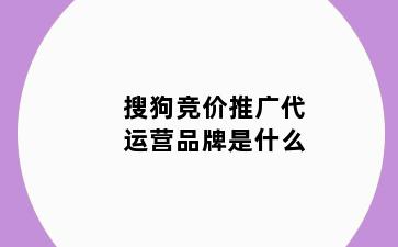 搜狗竞价推广代运营品牌是什么