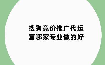 搜狗竞价推广代运营哪家专业做的好