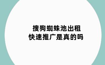 搜狗蜘蛛池出租快速推广是真的吗