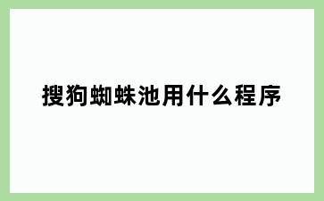 搜狗蜘蛛池用什么程序
