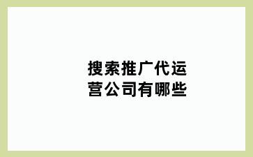 搜索推广代运营公司有哪些