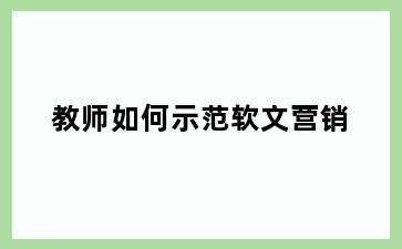 教师如何示范软文营销