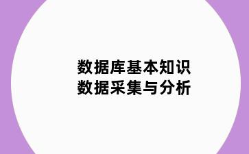 数据库基本知识数据采集与分析