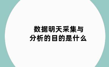 数据明天采集与分析的目的是什么