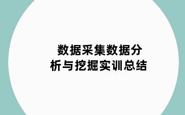 数据采集数据分析与挖掘实训总结