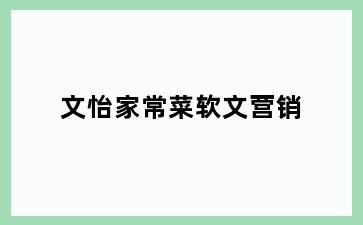 文怡家常菜软文营销