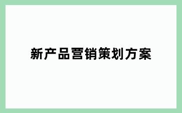 新产品营销策划方案