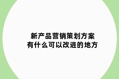 新产品营销策划方案有什么可以改进的地方