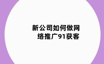 新公司如何做网络推广91获客