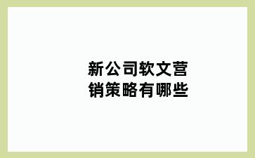 新公司软文营销策略有哪些
