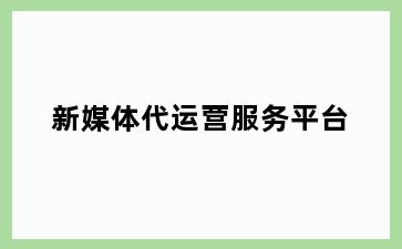 新媒体代运营服务平台
