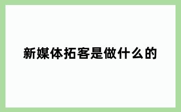 新媒体拓客是做什么的