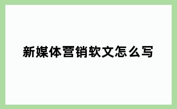 新媒体营销软文怎么写