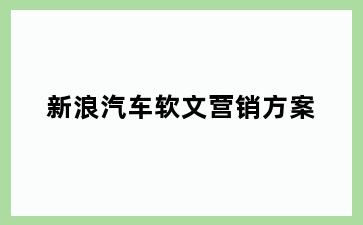 新浪汽车软文营销方案
