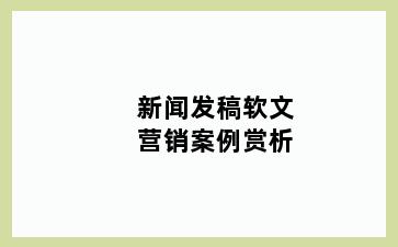 新闻发稿软文营销案例赏析