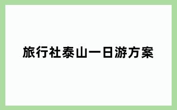 旅行社泰山一日游方案