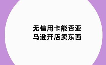 无信用卡能否亚马逊开店卖东西