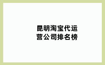 昆明淘宝代运营公司排名榜