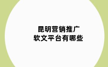 昆明营销推广软文平台有哪些
