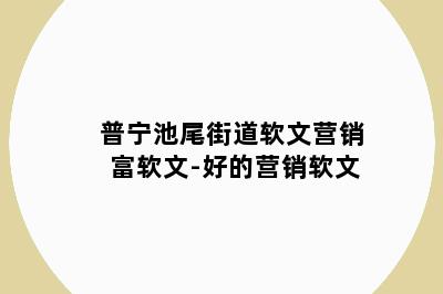 普宁池尾街道软文营销富软文-好的营销软文