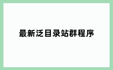 最新泛目录站群程序