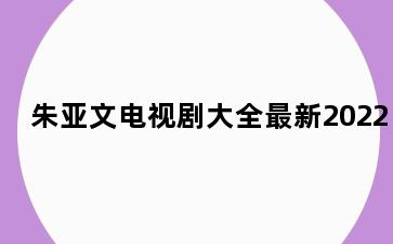 朱亚文电视剧大全最新2022