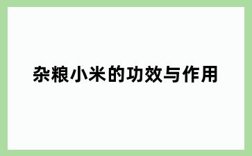 杂粮小米的功效与作用