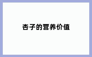 杏子的营养价值