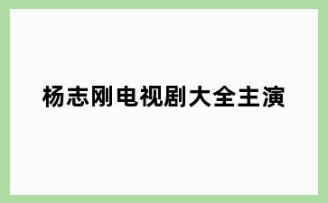 杨志刚电视剧大全主演
