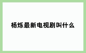 杨烁最新电视剧叫什么