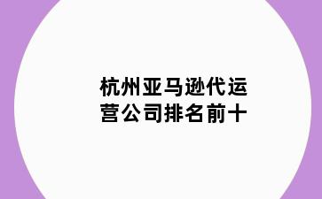杭州亚马逊代运营公司排名前十