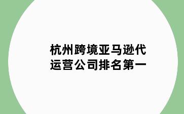 杭州跨境亚马逊代运营公司排名第一