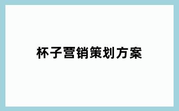 杯子营销策划方案