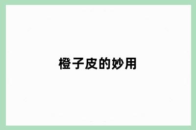 橙子皮的妙用