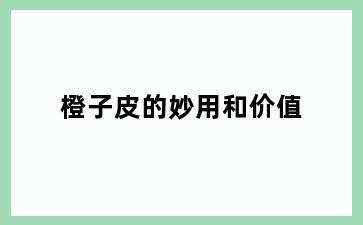 橙子皮的妙用和价值
