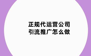 正规代运营公司引流推广怎么做