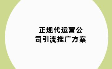 正规代运营公司引流推广方案