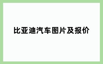 比亚迪汽车图片及报价