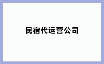 民宿代运营公司