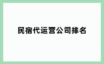 民宿代运营公司排名