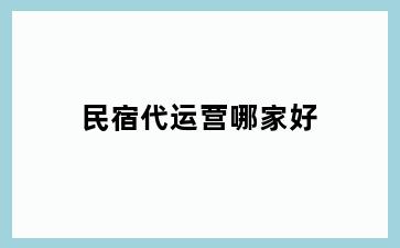 民宿代运营哪家好