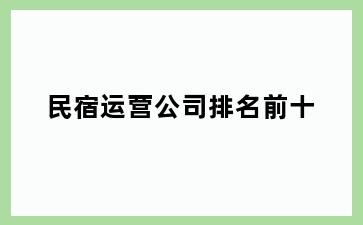 民宿运营公司排名前十