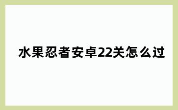 水果忍者安卓22关怎么过