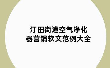 汀田街道空气净化器营销软文范例大全