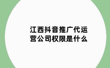 江西抖音推广代运营公司权限是什么