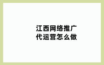 江西网络推广代运营怎么做