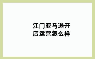 江门亚马逊开店运营怎么样
