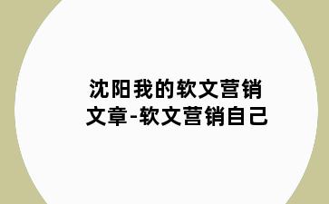 沈阳我的软文营销文章-软文营销自己