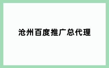 沧州百度推广总代理