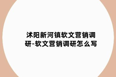 沭阳新河镇软文营销调研-软文营销调研怎么写